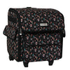 Collapsible Rolling Serger Machine Case, Black Floral