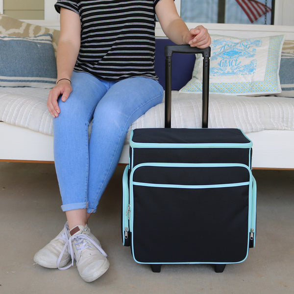 Everything Mary Rolling Scrapbook Case – Black Teal Craft Organizer