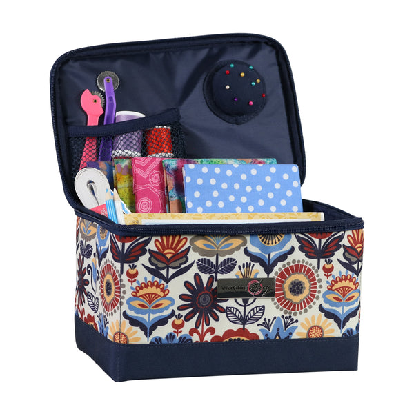 Collapsible Sewing Kit Organizer Box, Blue & Tan - Everything Mary