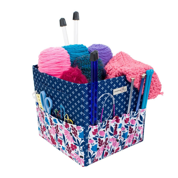 Everything Mary Large Crush Rectangle Yarn Caddy- pink floral
