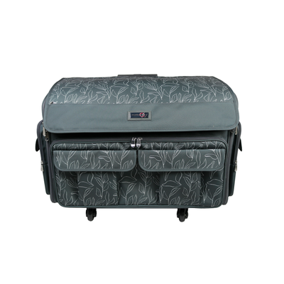 XXL Deluxe Rolling Sewing Machine Case, Grey & Floral Lines