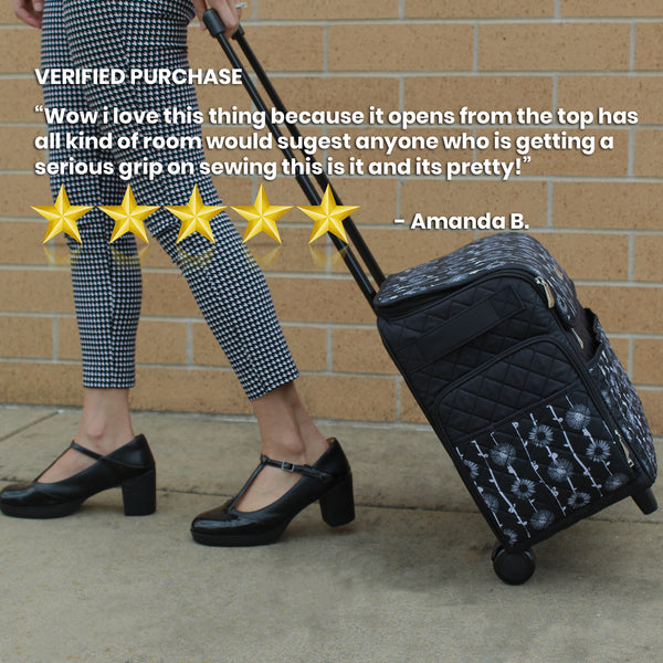Deluxe Rolling Sewing Case, Black & White Everything Mary