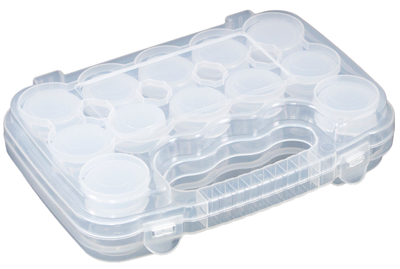 Everything Mary 12-Compartment Bead Storage Case with Removable Jars – Portable Organizer for Jewelry, Sewing, and Craft Supplies