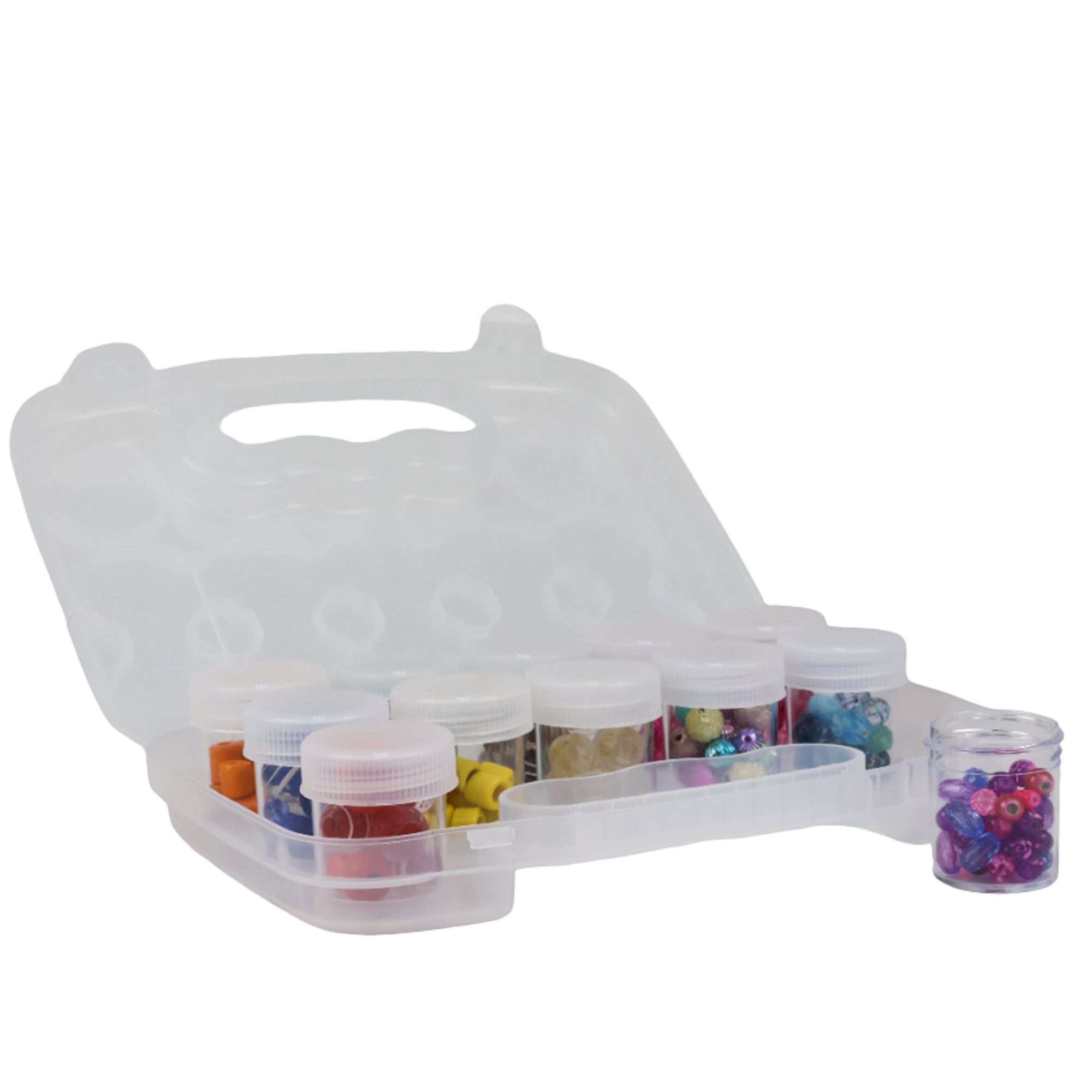 Everything Mary 12-Compartment Bead Storage Case with Removable Jars – Portable Organizer for Jewelry, Sewing, and Craft Supplies