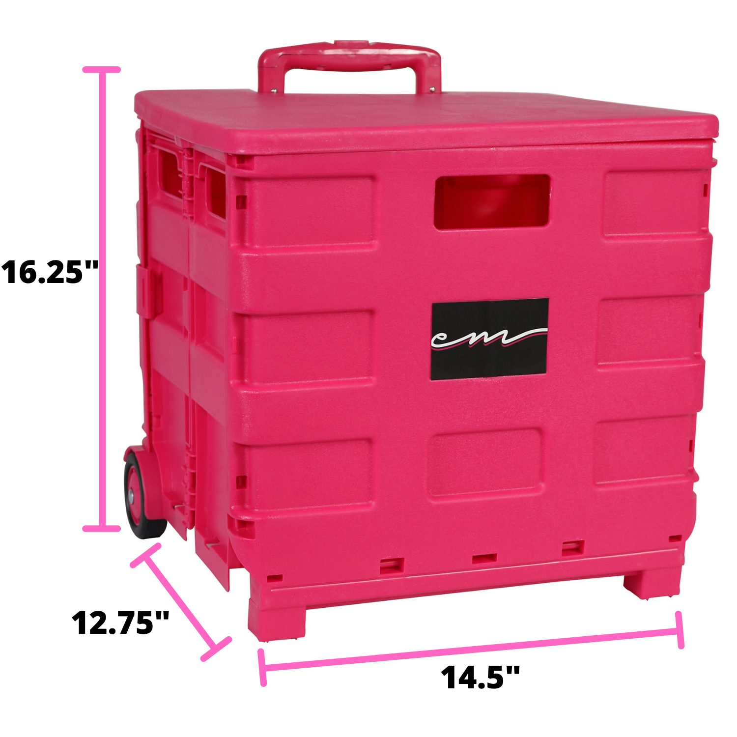 Collapsible Rolling Craft Cart with Lid – Pink