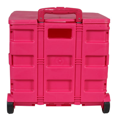 Collapsible Rolling Craft Cart with Lid – Pink