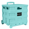 Collapsible Rolling Craft Cart with Lid – Aqua