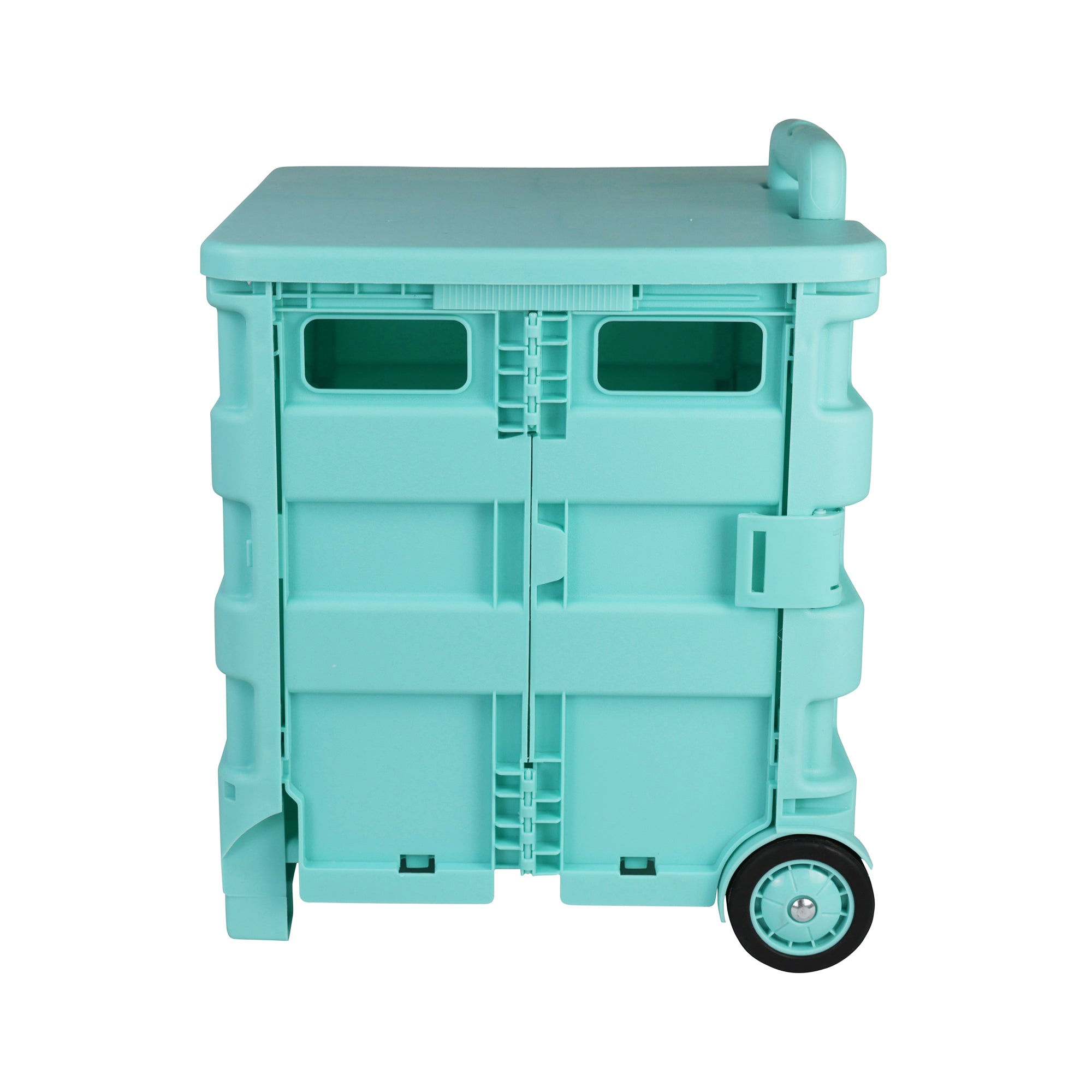 Collapsible Rolling Craft Cart with Lid – Aqua