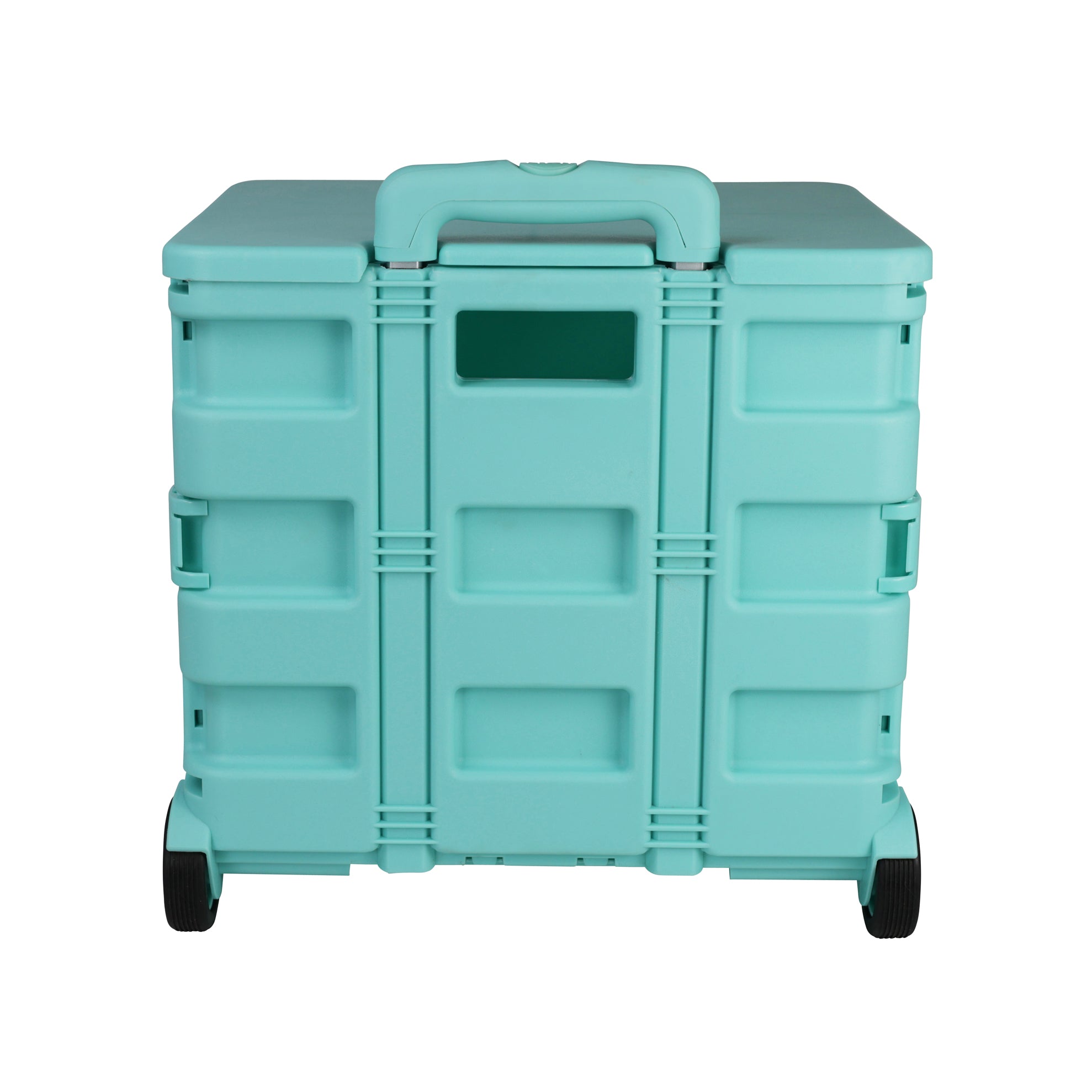 Collapsible Rolling Craft Cart with Lid – Aqua