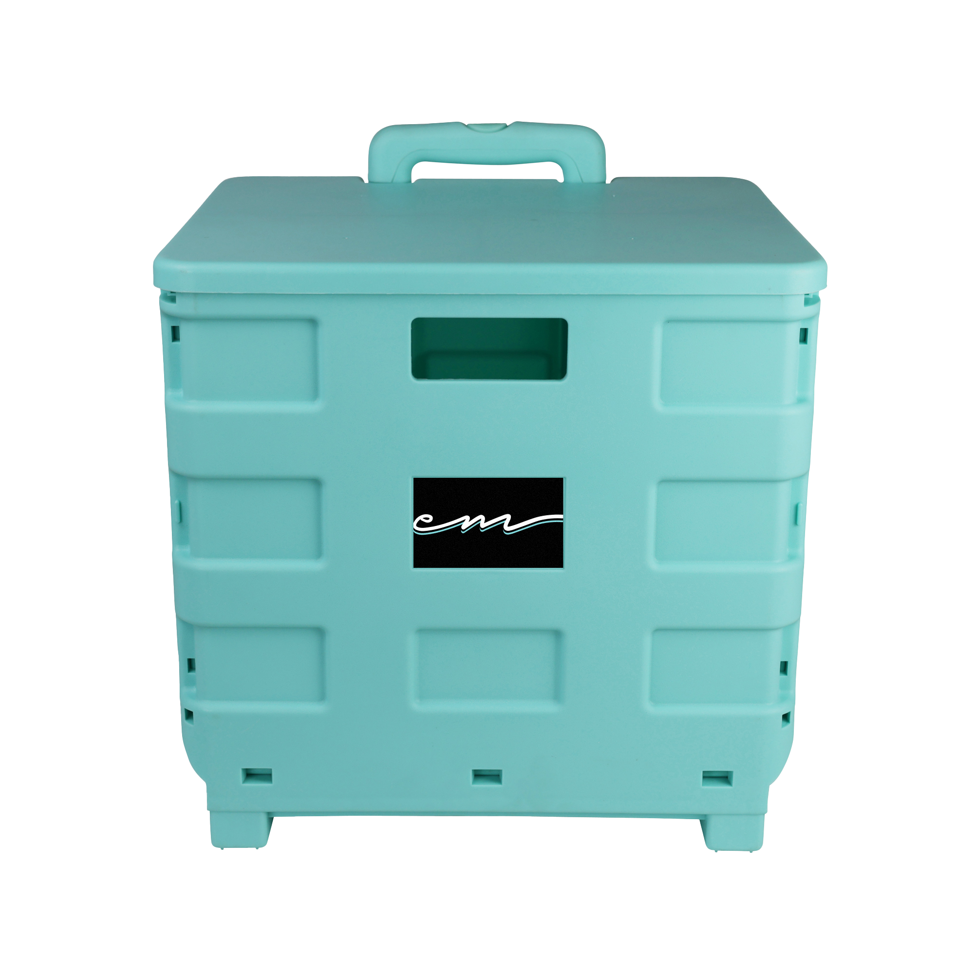 Collapsible Rolling Craft Cart with Lid – Aqua