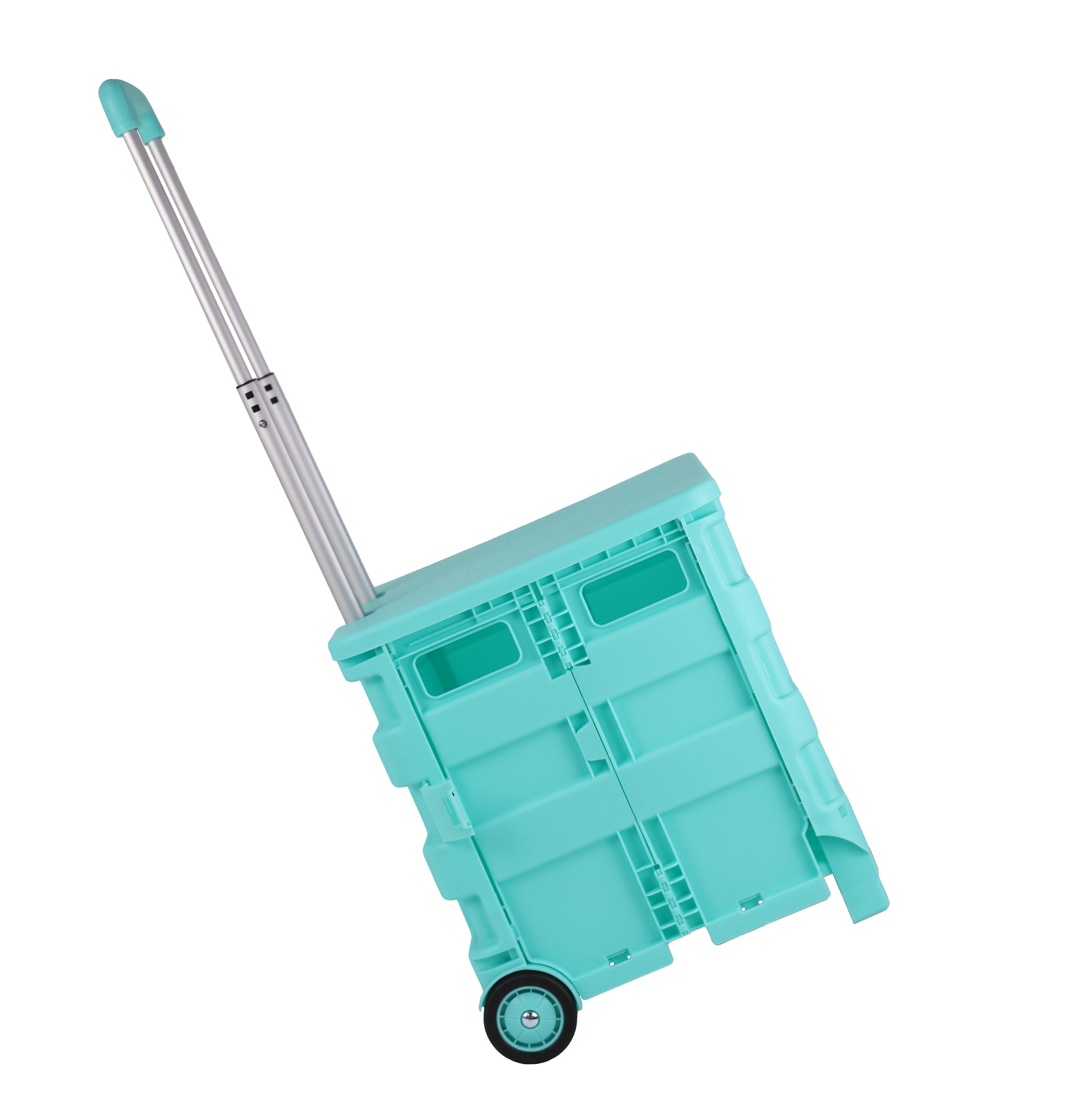 Collapsible Rolling Craft Cart with Lid – Aqua