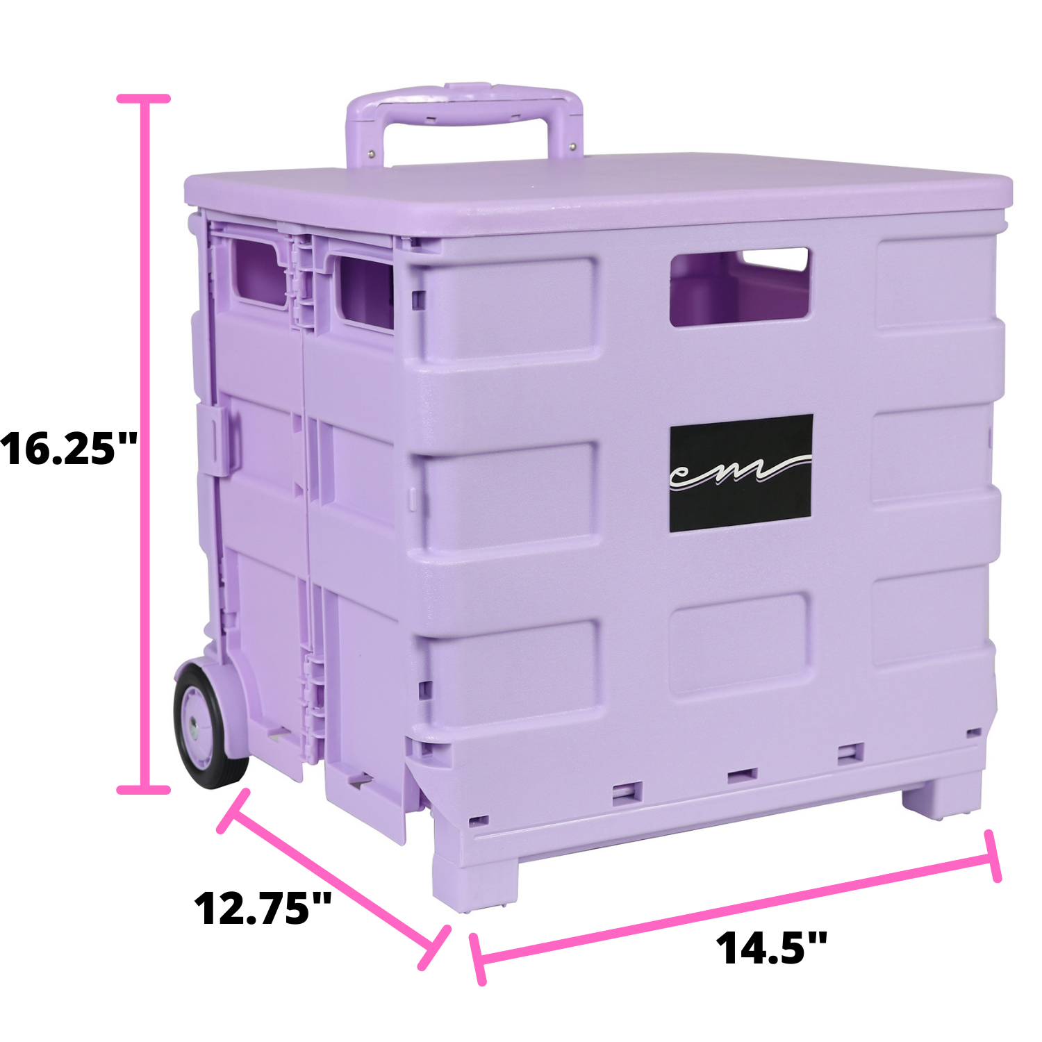 Collapsible Rolling Craft Cart with Lid – Purple