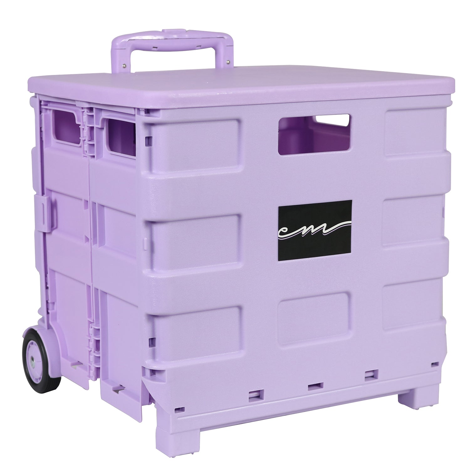 Collapsible Rolling Craft Cart with Lid – Purple
