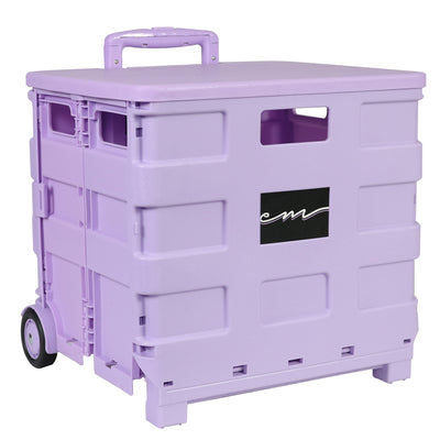 Collapsible Rolling Craft Cart with Lid – Purple