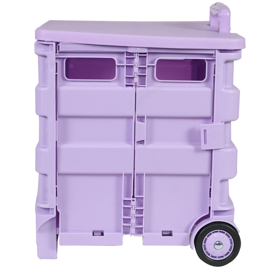 Collapsible Rolling Craft Cart with Lid – Purple