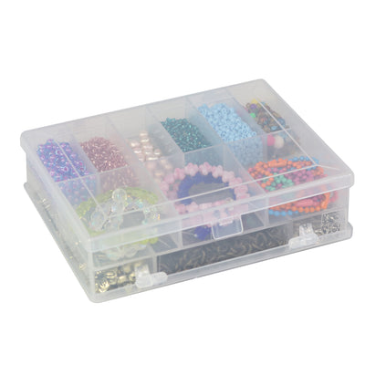 Everything Mary Clear Bead Storage Box – Portable Organizer with Adjustable Compartments