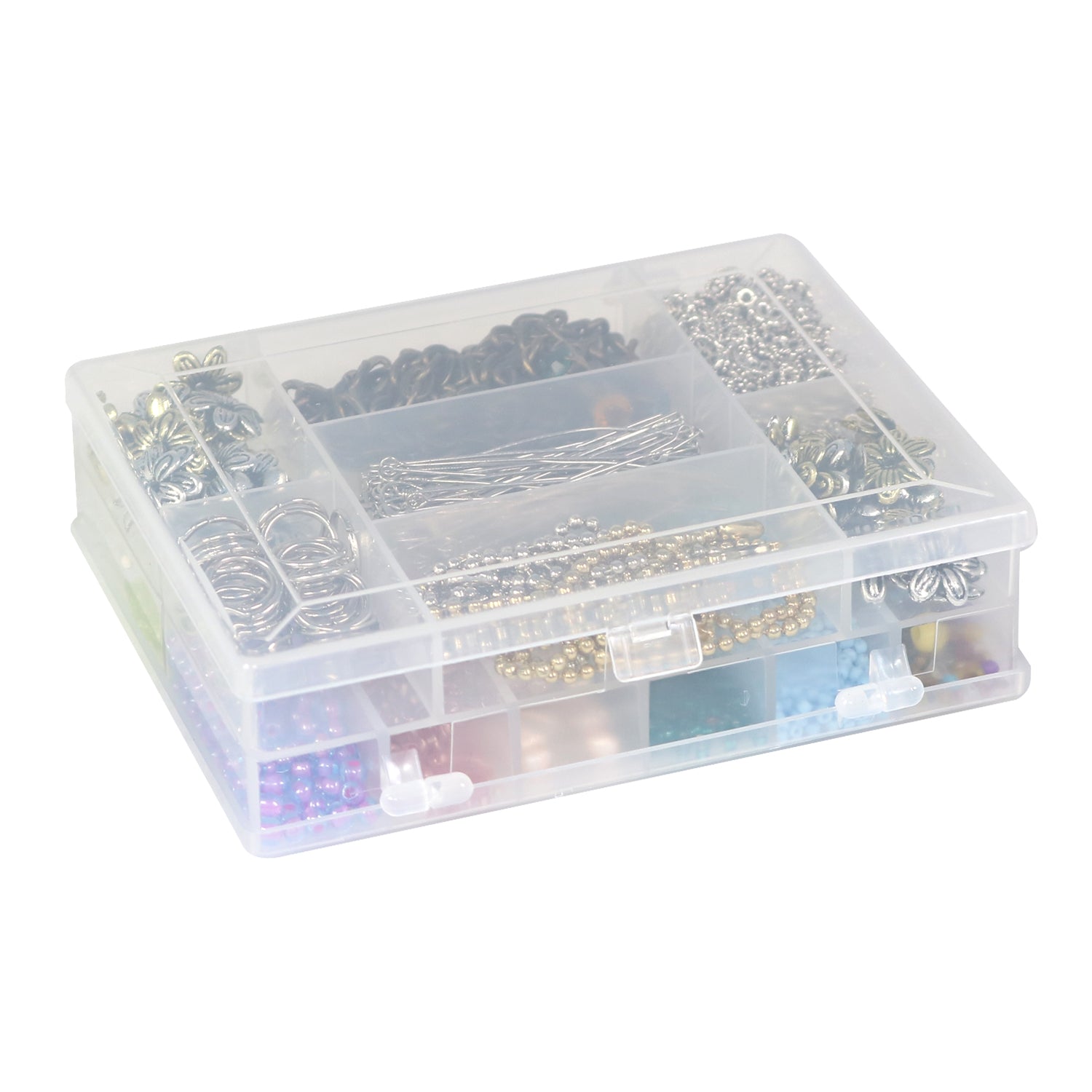 Everything Mary Clear Bead Storage Box – Portable Organizer with Adjustable Compartments