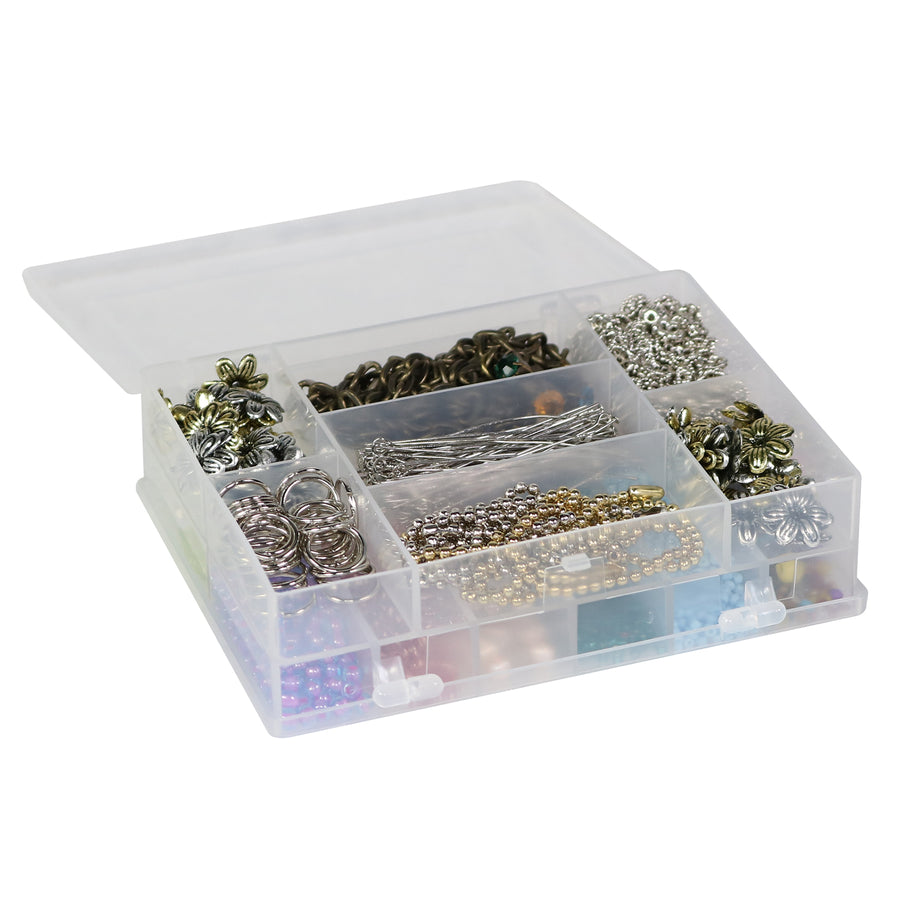 Everything Mary Clear Bead Storage Box – Portable Organizer with Adjustable Compartments