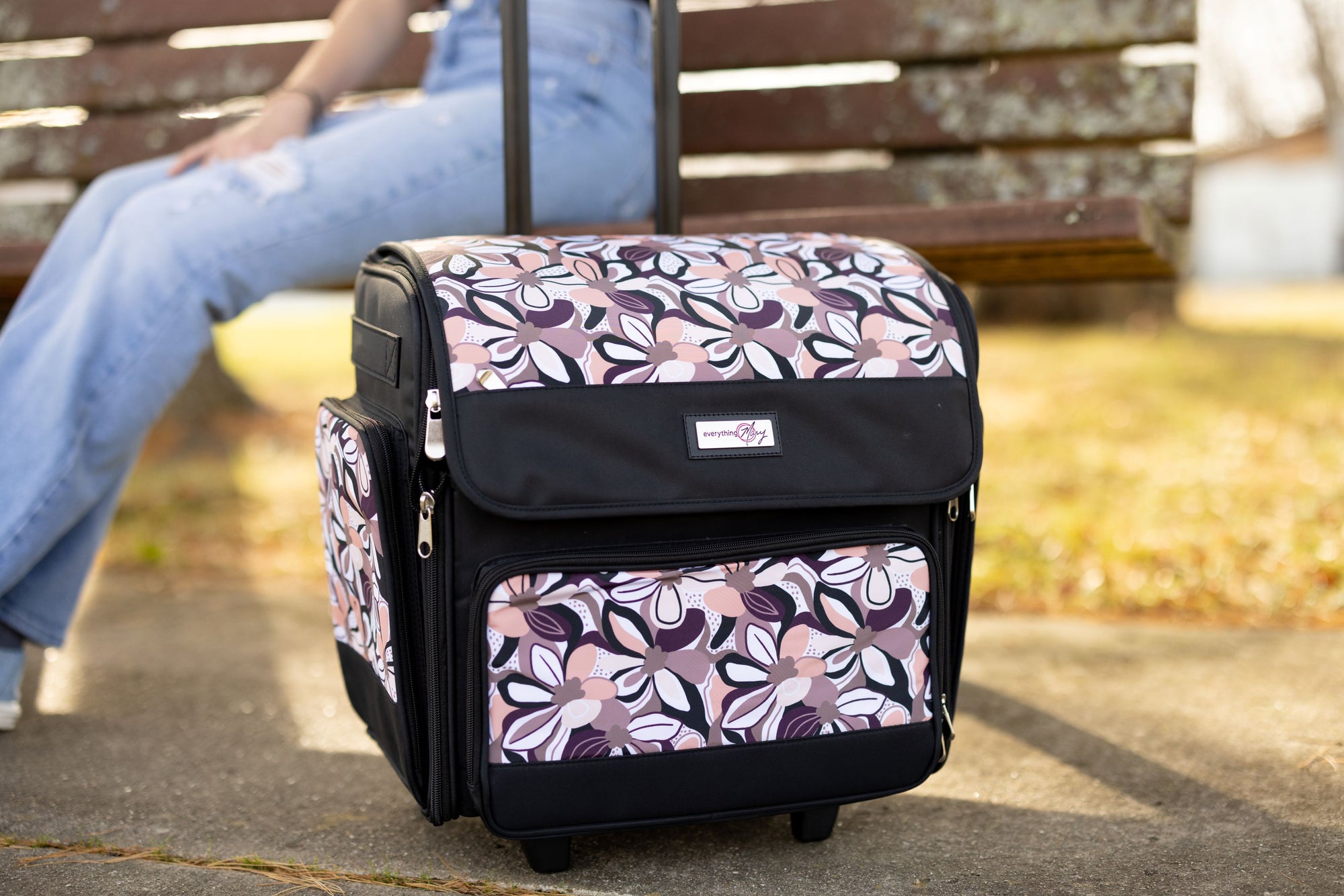 Deluxe Collapsible Rolling Scrapbook Case, Brown & Floral