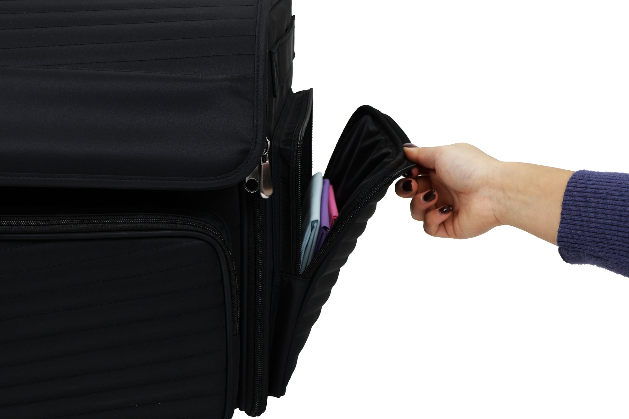 Everything Mary XL 4 Wheel Collapsible Rolling Sewing Machine Storage Case, Black