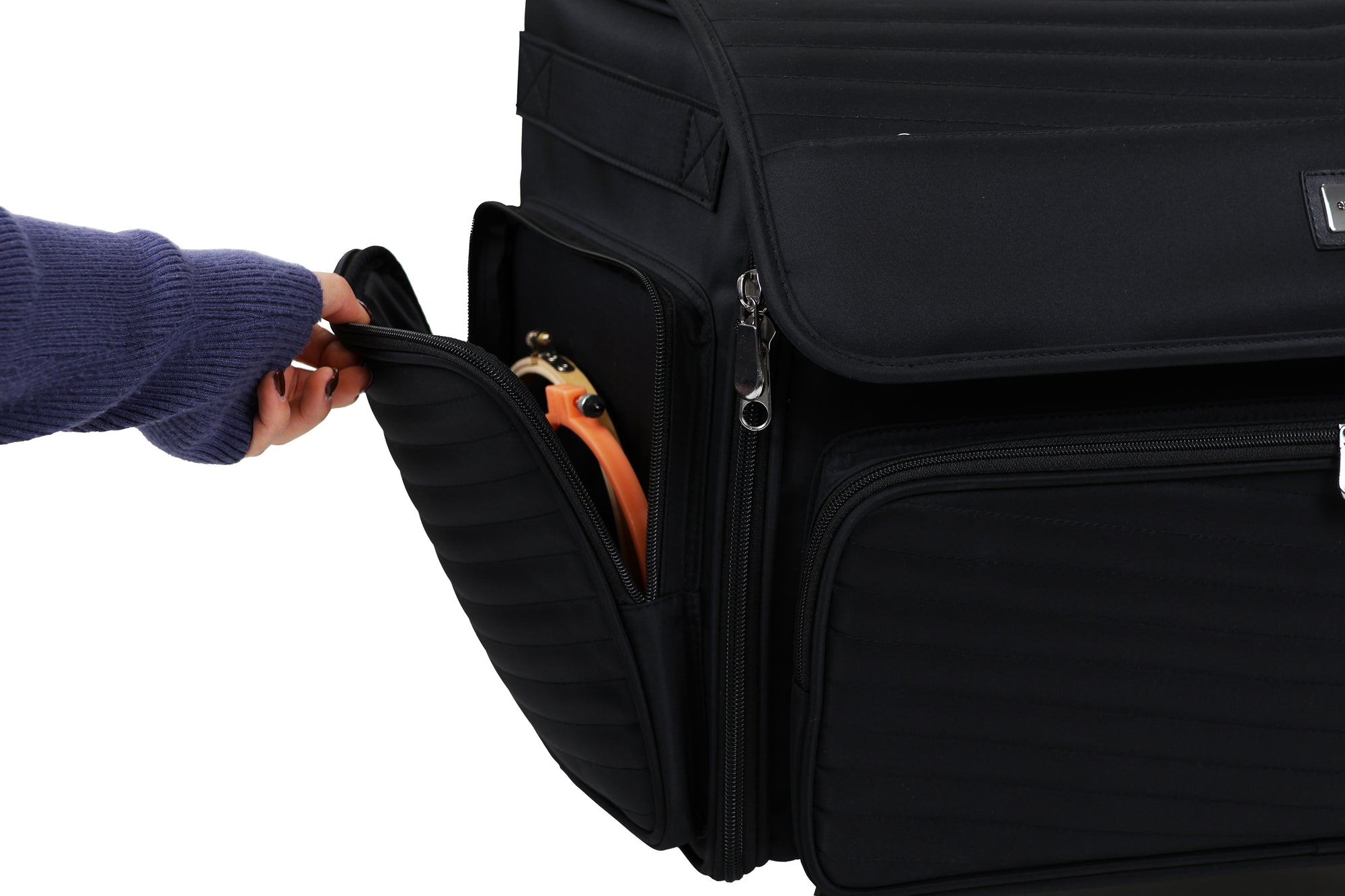 Everything Mary XL 4 Wheel Collapsible Rolling Sewing Machine Storage Case, Black