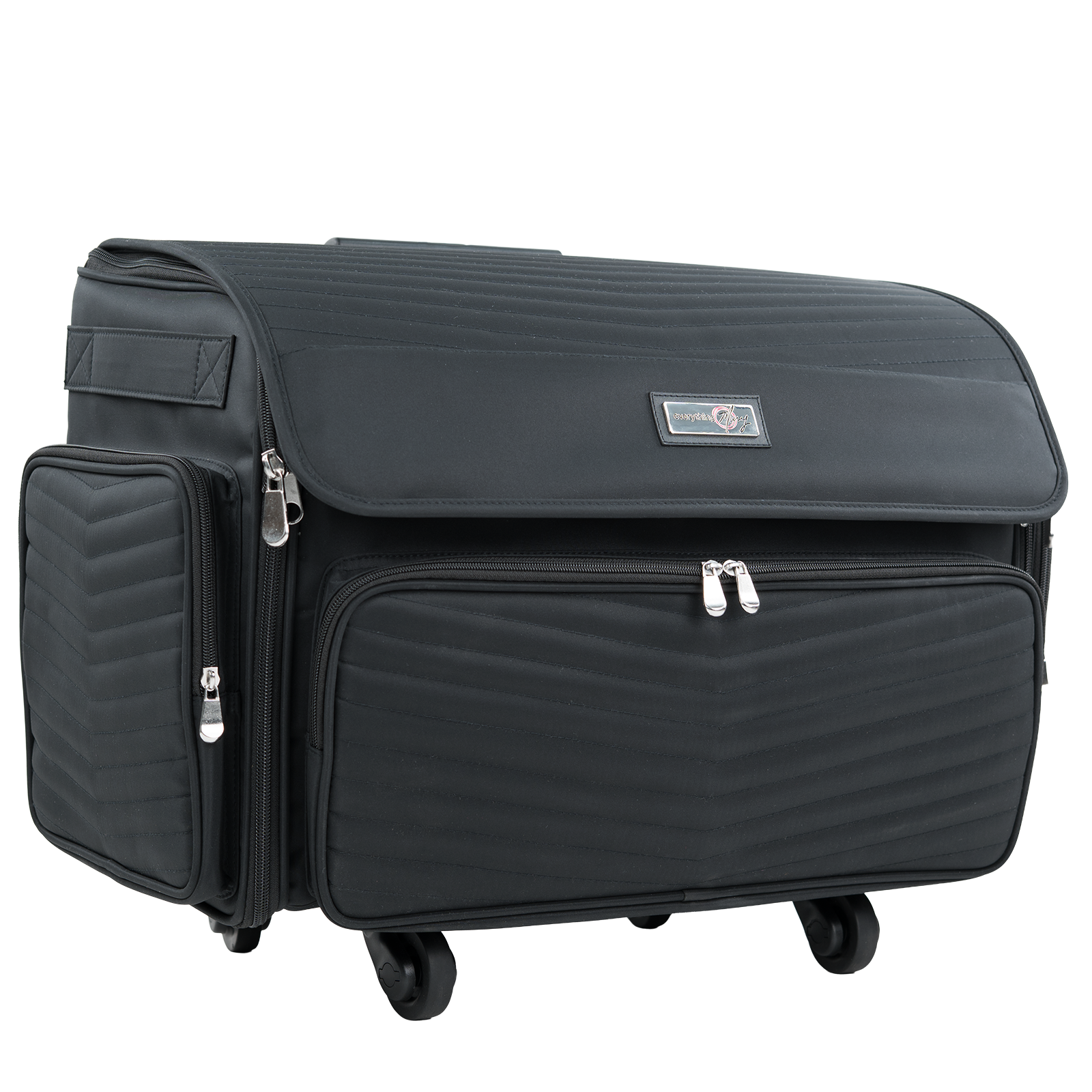 Everything Mary XL 4 Wheel Collapsible Rolling Sewing Machine Storage Case, Black