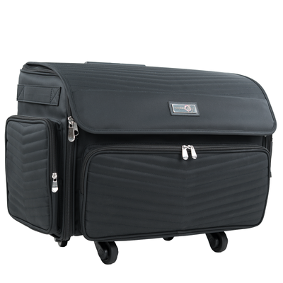 Everything Mary XL 4 Wheel Collapsible Rolling Sewing Machine Storage Case, Black