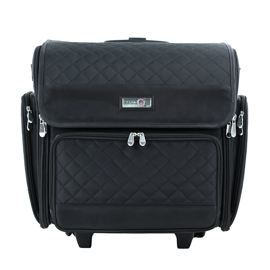 Deluxe Collapsible Rolling Scrapbook Case, Black Quilted