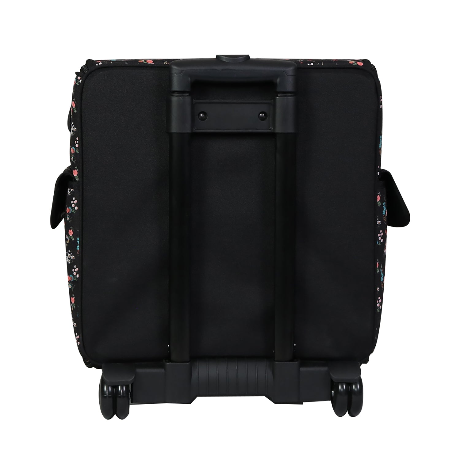 Collapsible Rolling Serger Machine Case, Black Floral