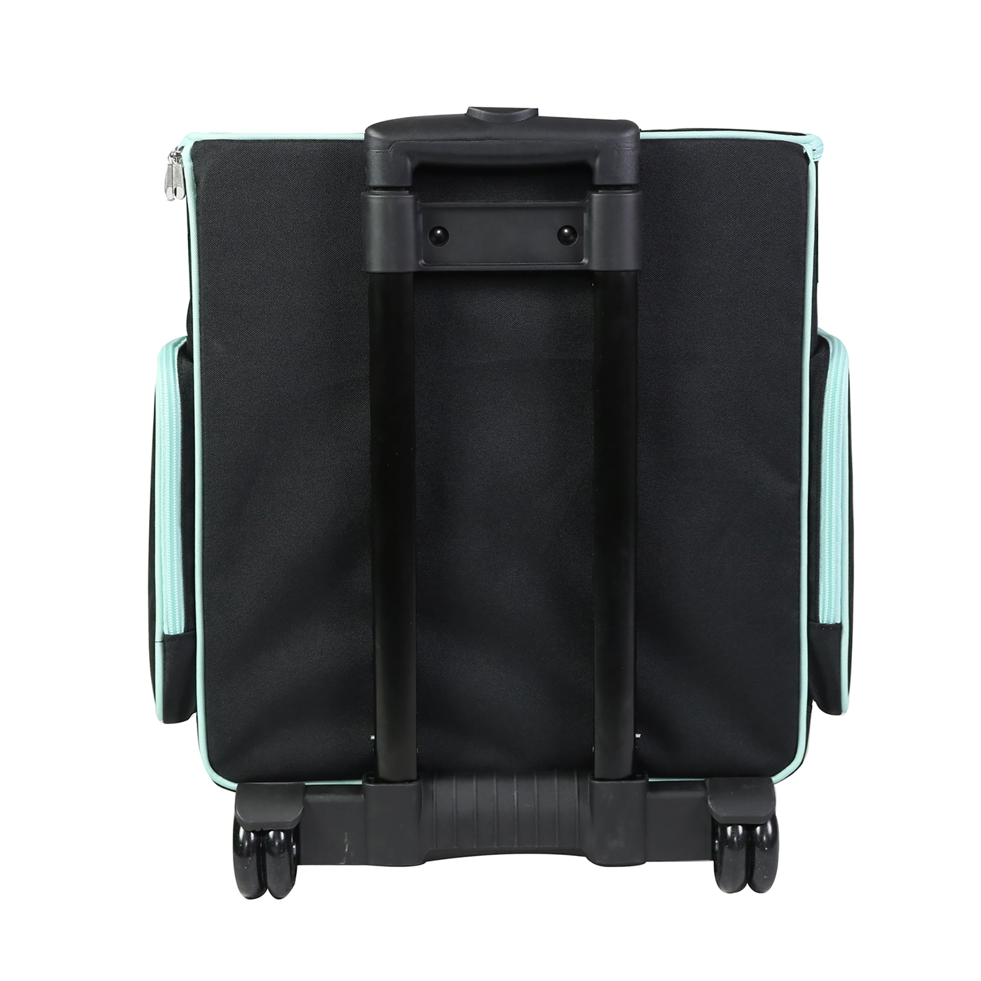 Everything Mary Rolling Scrapbook Case – Black & Teal Craft Organizer with Telescoping Handle & Wheels – Portable Storage for Scrapbooking, Sewing, Art & DIY Supplies