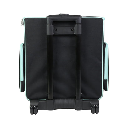 Everything Mary Rolling Scrapbook Case – Black & Teal Craft Organizer with Telescoping Handle & Wheels – Portable Storage for Scrapbooking, Sewing, Art & DIY Supplies