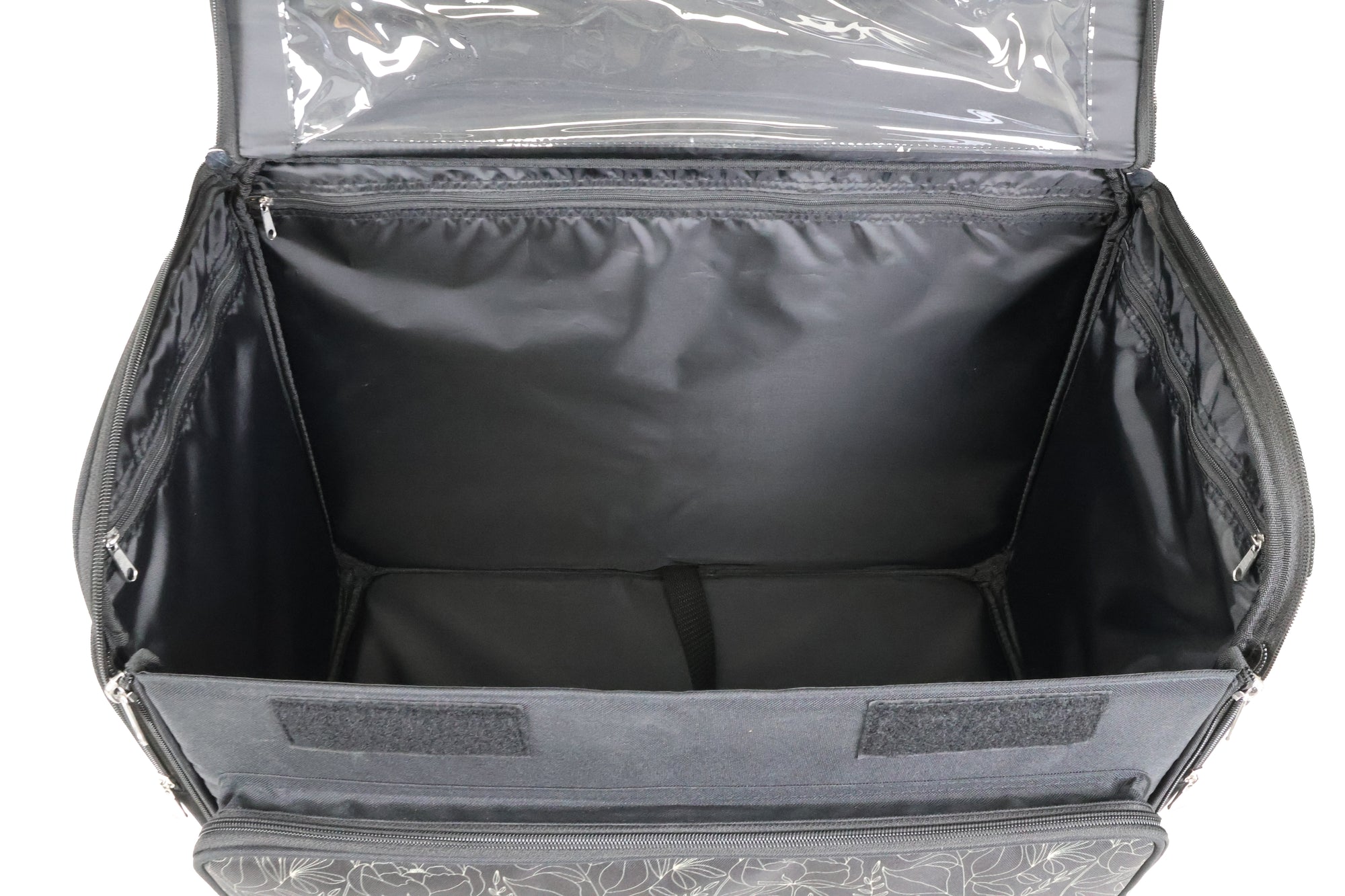 Everything Mary XL 4 Wheel Collapsible Rolling Sewing Machine Storage Case, Tan & Grey Floral