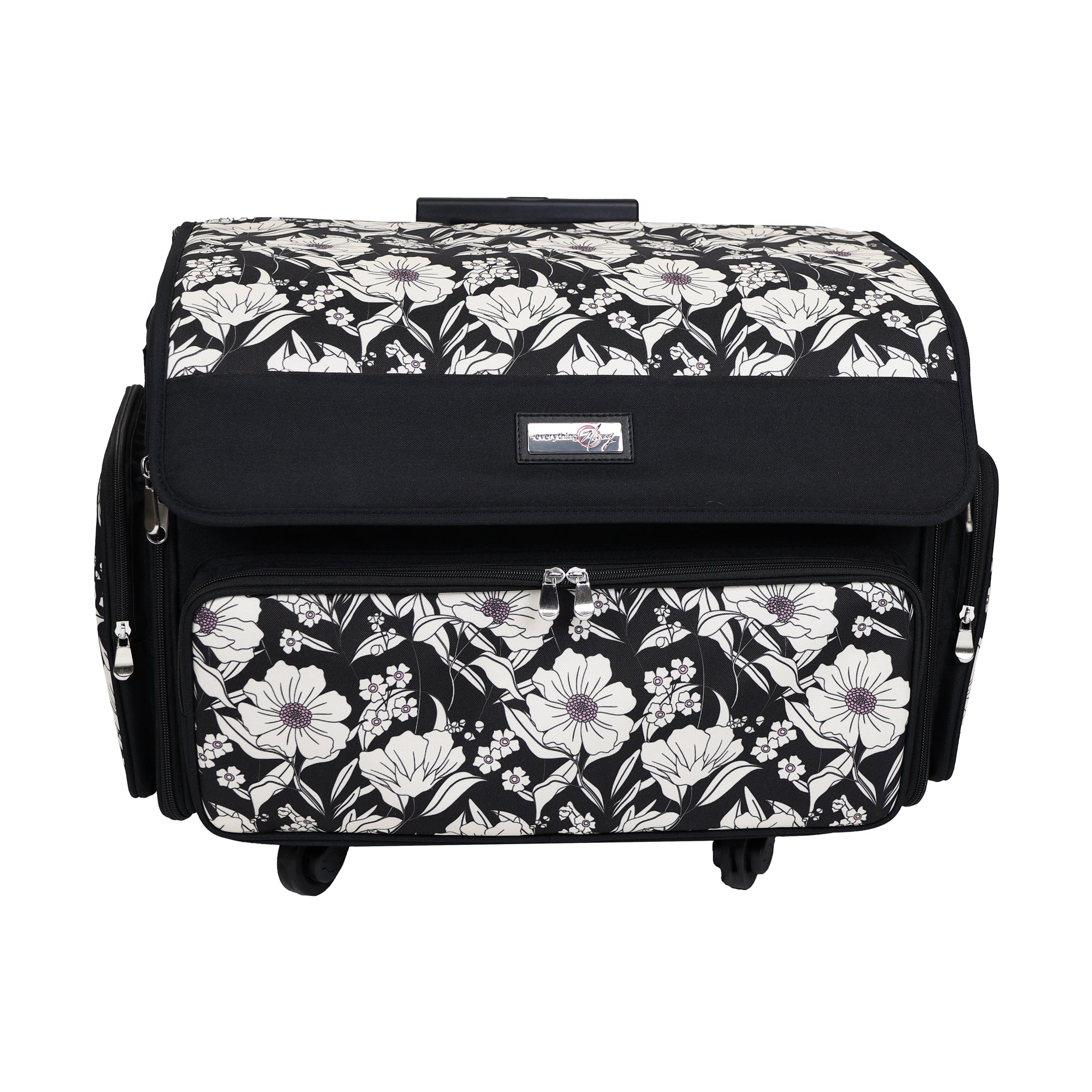 Everything Mary XL 4 Wheel Collapsible Rolling Sewing Machine Storage Case, Artistic Floral