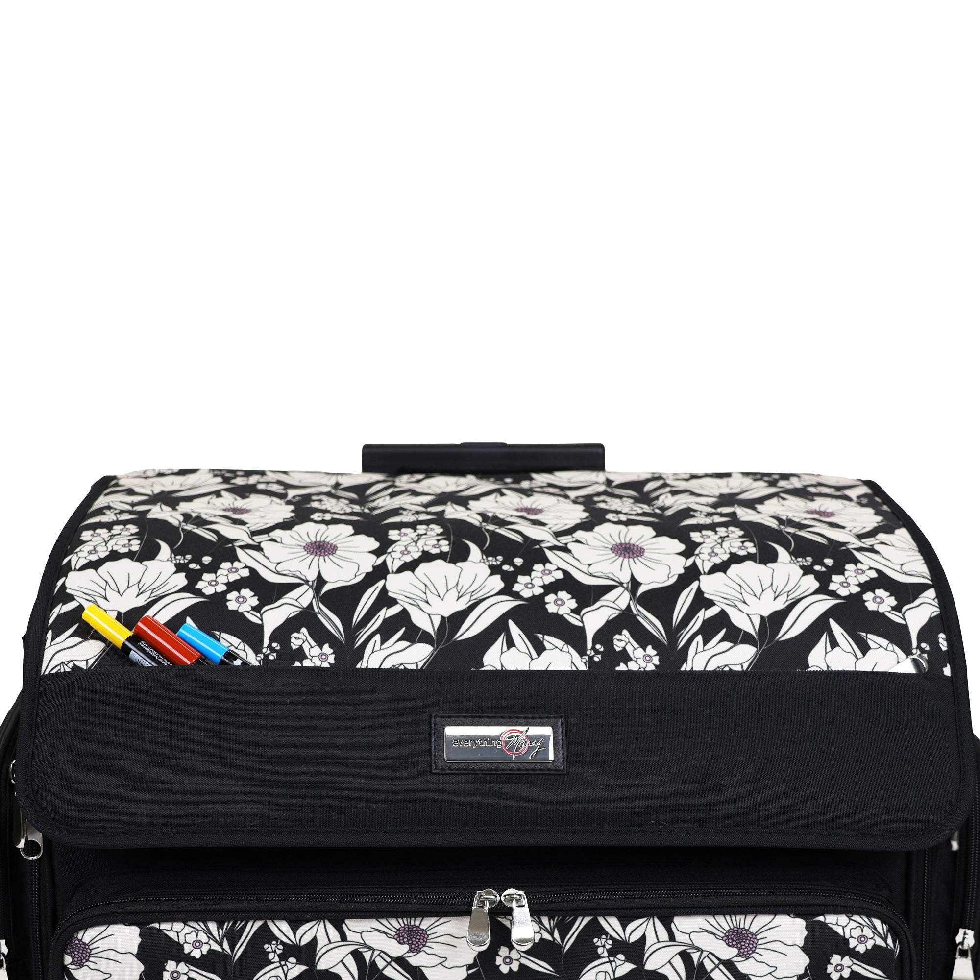 Everything Mary XL 4 Wheel Collapsible Rolling Sewing Machine Storage Case, Artistic Floral