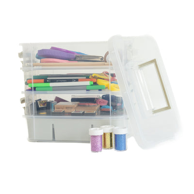 Everything Mary Clear Four Tray Plastic Organizer