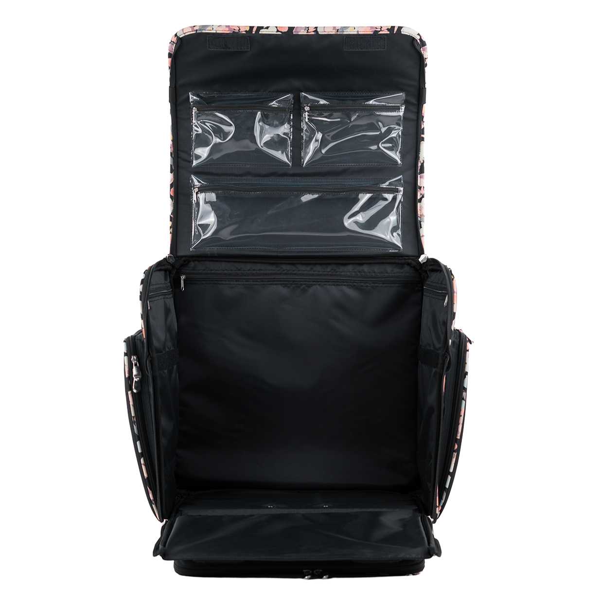 Deluxe Collapsible Rolling Scrapbook Case, Black & Floral