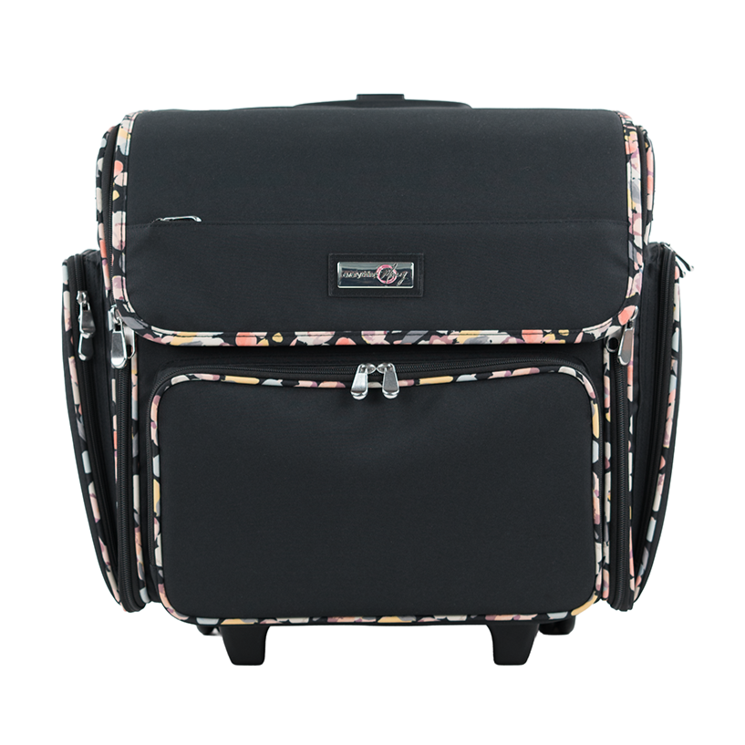 Deluxe Collapsible Rolling Scrapbook Case, Black & Floral