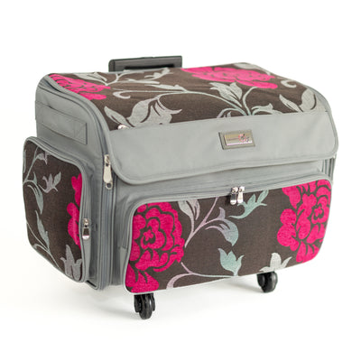Everything Mary Grey & Red Tapestry Four Wheel Rolling Tote