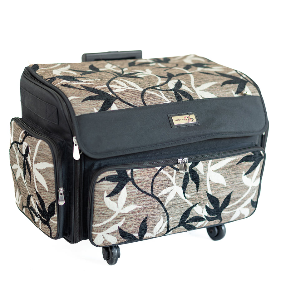 Deluxe Rolling Nurse Bag, Tan Floral - Everything Mary