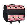 Everything Mary Collapsible Rolling Sewing Machine Tote - Premium Polyester Construction - Universal Fit - Portable with Dual Wheels and Telescoping Handle - Checkered Pink Print