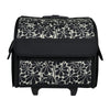 Everything Mary Collapsible Rolling Sewing Machine Tote - Premium Polyester Construction - Universal Fit - Portable with Dual Wheels and Telescoping Handle - Large Black Floral