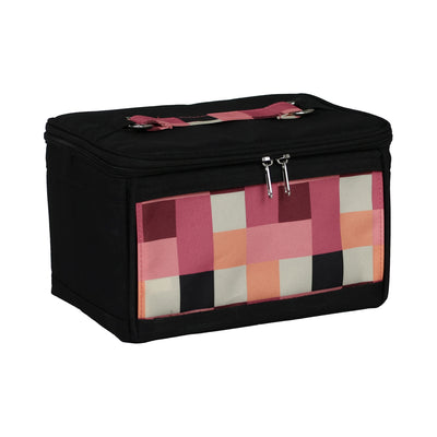 Everything Mary Sewing Kit Organizer Box, Checkered Pink Print - Supplies Storage Basket for Supplies and Accessories - Organization for Thread, Needles, Notions & Scissors - Portable Craft Caddy