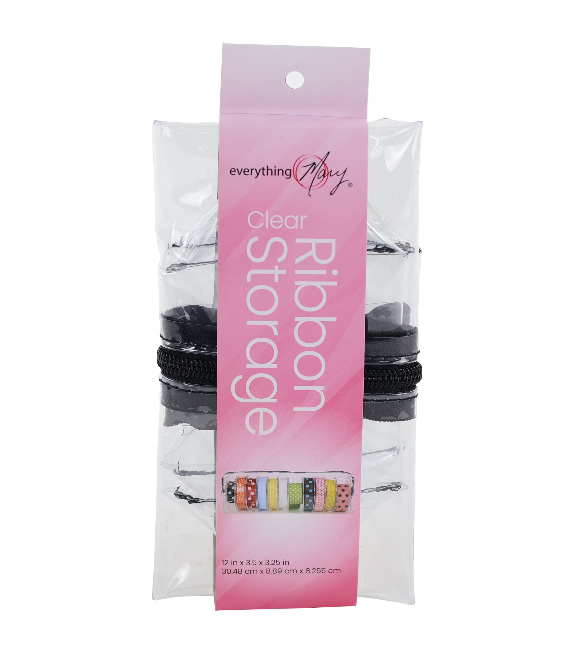 Everything Mary 12" Clear Ribbon Storage Case – Transparent Ribbon Organizer for Keeping Craft Ribbon Neat & Tangle-Free