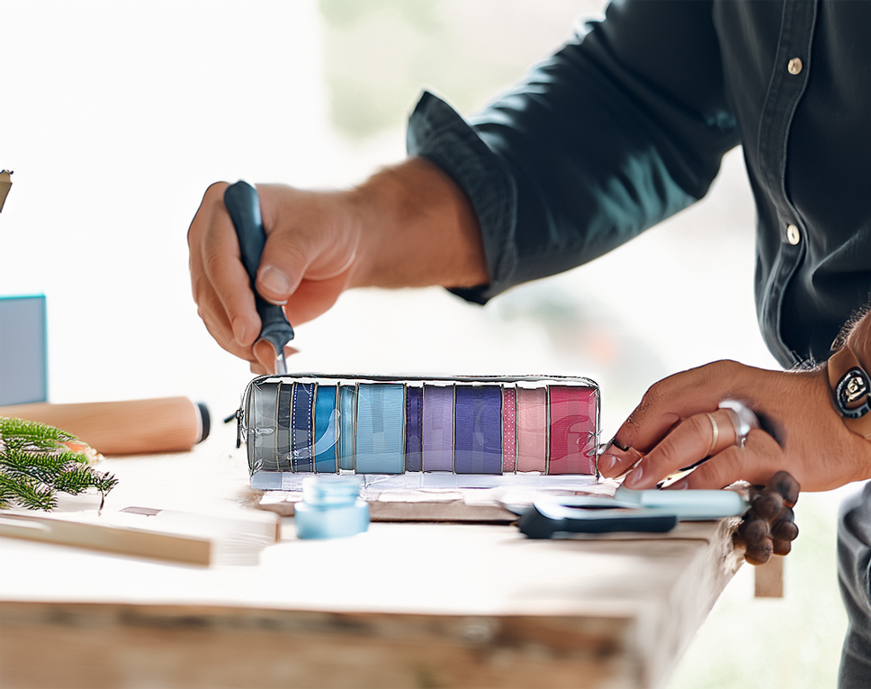 Everything Mary 12" Clear Ribbon Storage Case – Transparent Ribbon Organizer for Keeping Craft Ribbon Neat & Tangle-Free