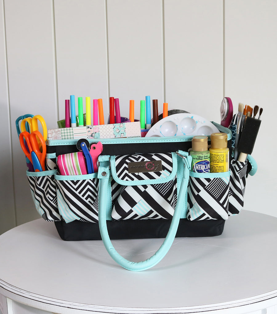 Deluxe Store & Tote Craft Organizer, Teal Geometric