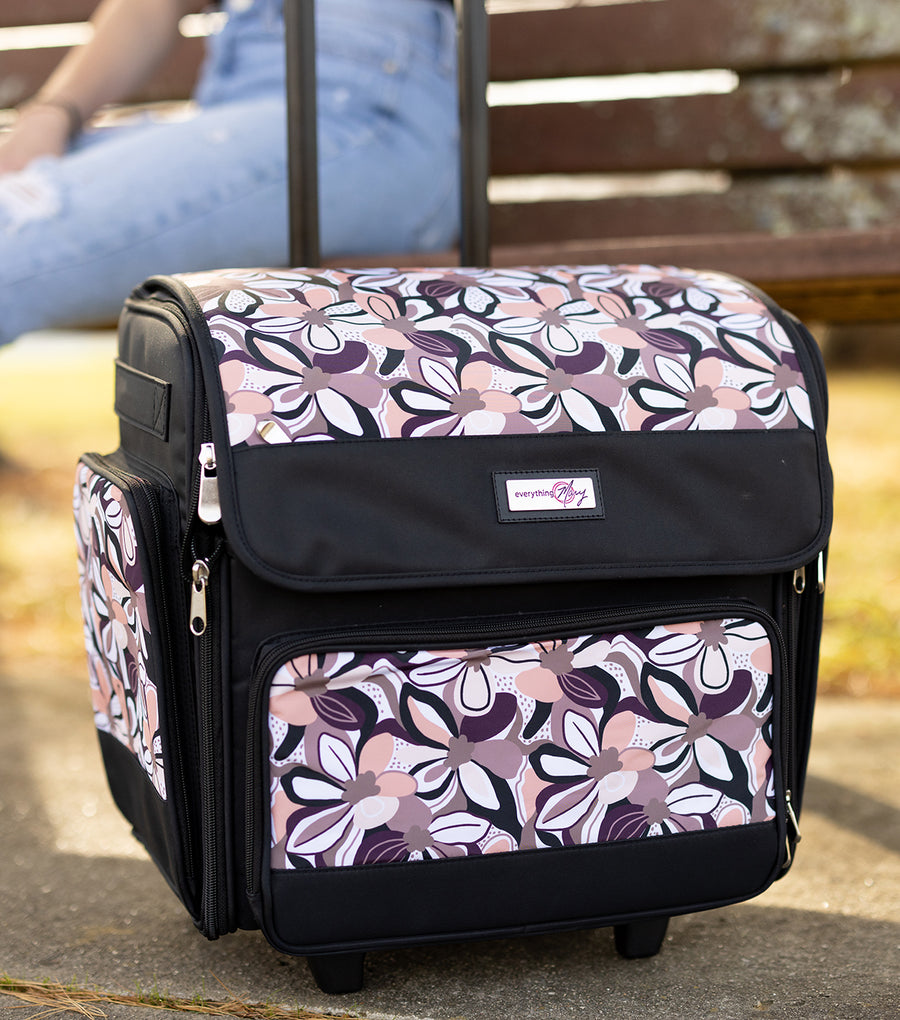 Deluxe Collapsible Rolling Scrapbook Case, Brown & Floral