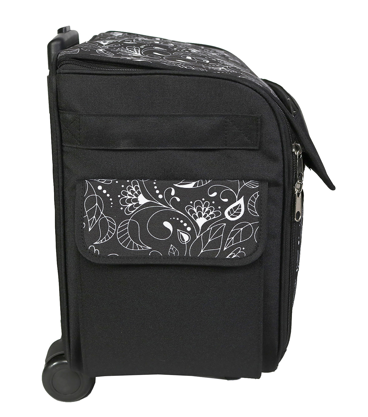 Rolling Sewing Machine Tote, Black & White