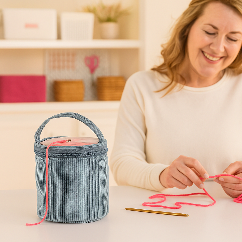 Everything Mary Yarn Caddy – Single Compartment Yarn Storage Tote – Portable Organizer for Knitting & Crochet Skeins – Lightweight & Durable Yarn Bag