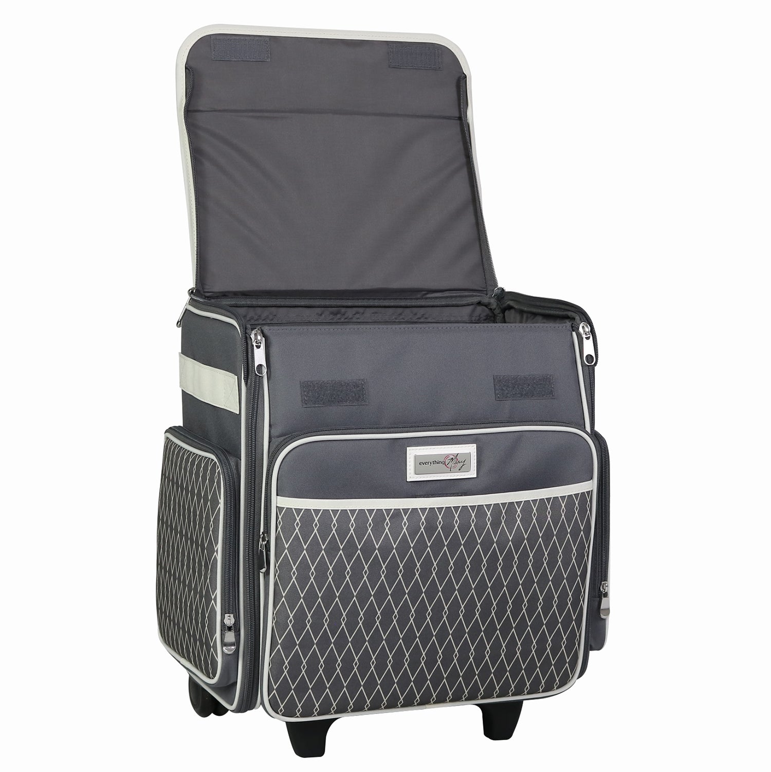 Collapsible Rolling Scrapbook & Featherweight Case, Grey & White