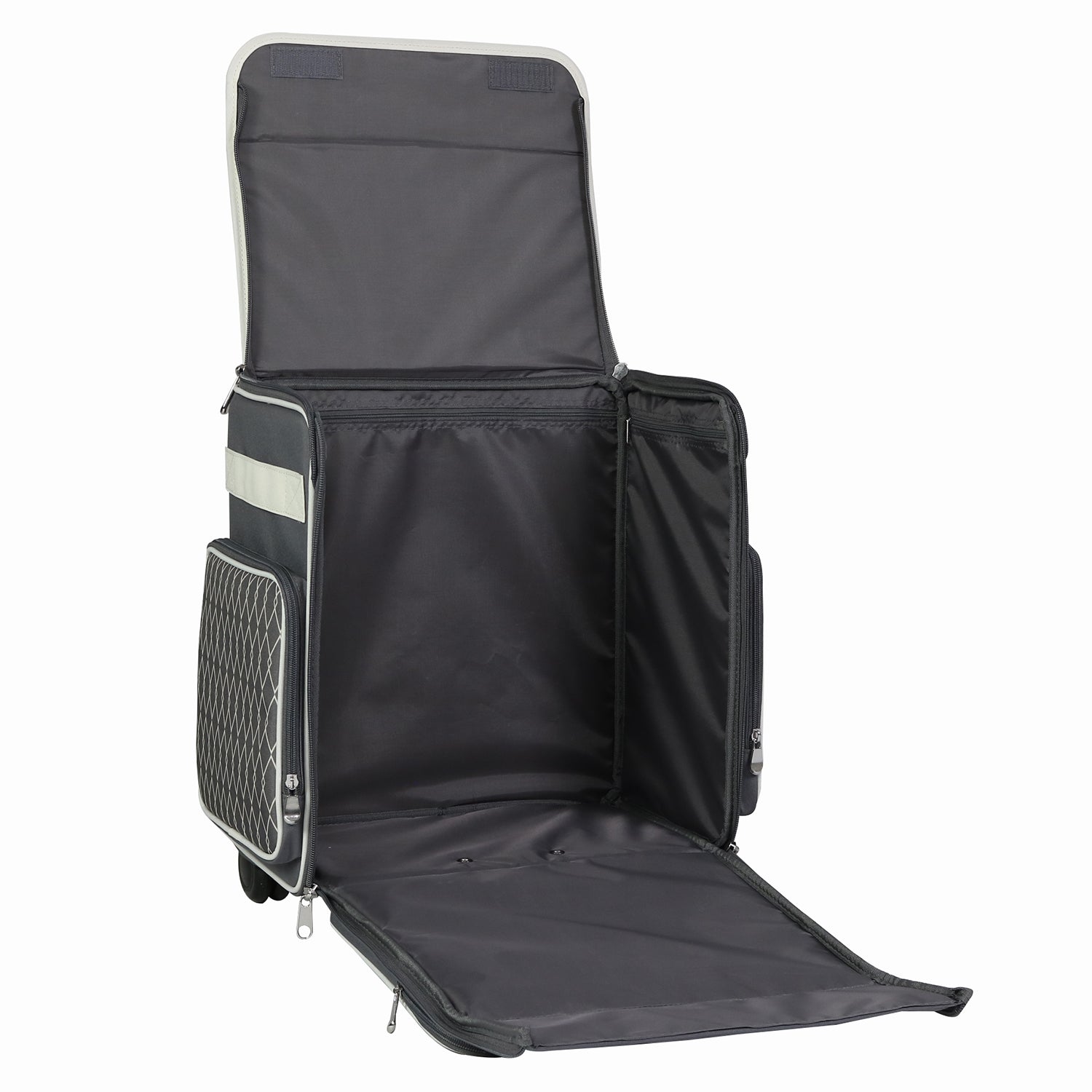 Collapsible Rolling Scrapbook & Featherweight Case, Grey & White